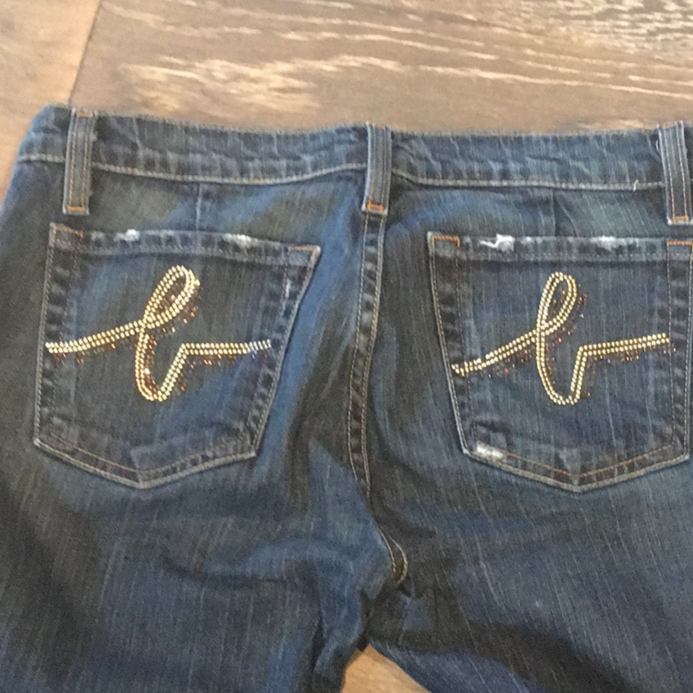 Bebe jeans with rhinestone logo on back pockets